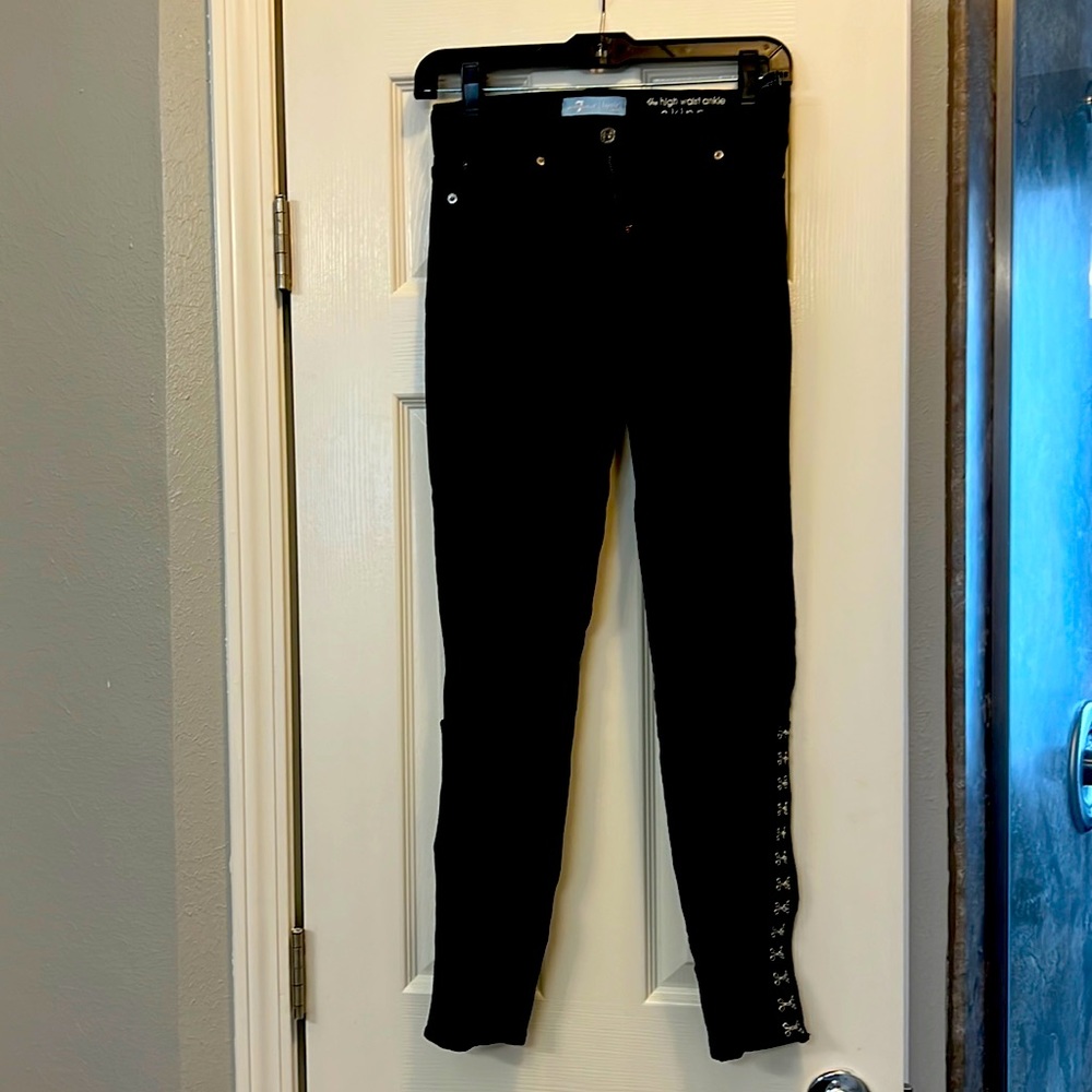B(AIR) DENIM HIGH WAIST ANKLE SKINNY WITH HOOK AND EYE DETAIL black size 26